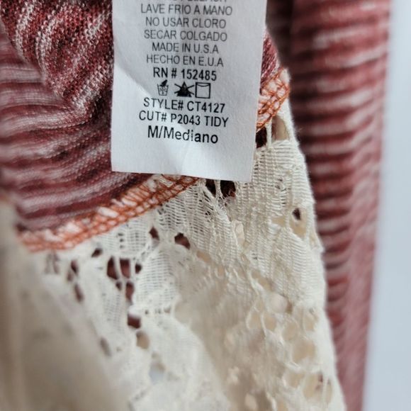 Papermoon mixed media scoop neck top lace hem Size M - Picture 7 of 9